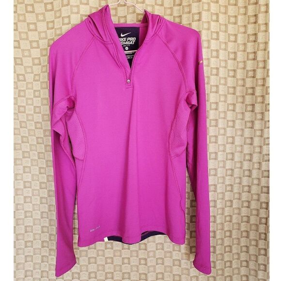 Nike Pro Women's Hooded Pullover XS Pink Purple Running Top Reflective Athletic  - Picture 2 of 6